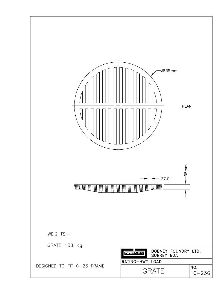 Technical drawing: Grate