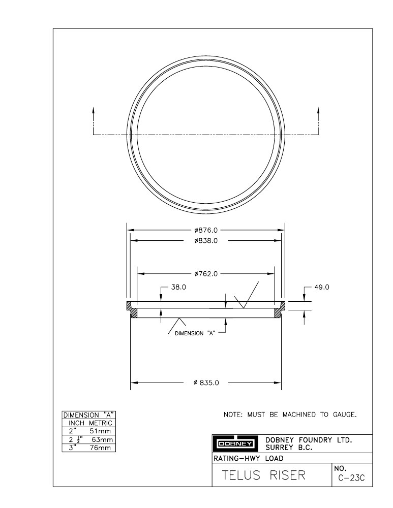 Technical drawing: Riser Rings