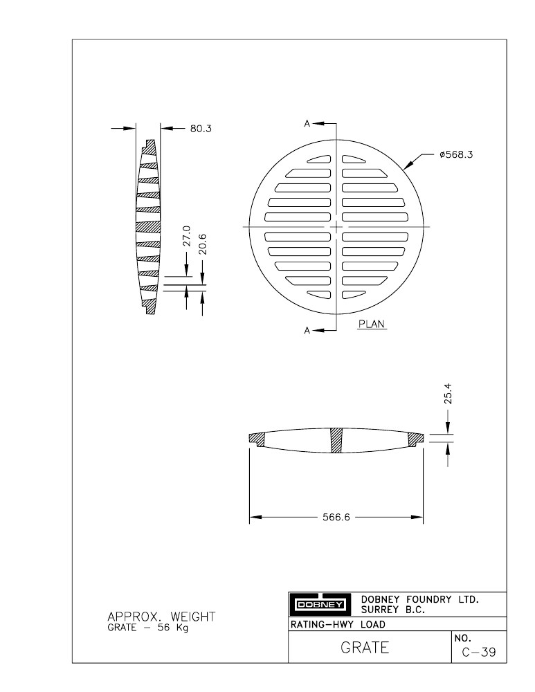 Technical drawing: Grate