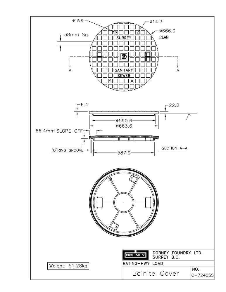 Technical drawing: Sanitary Cover