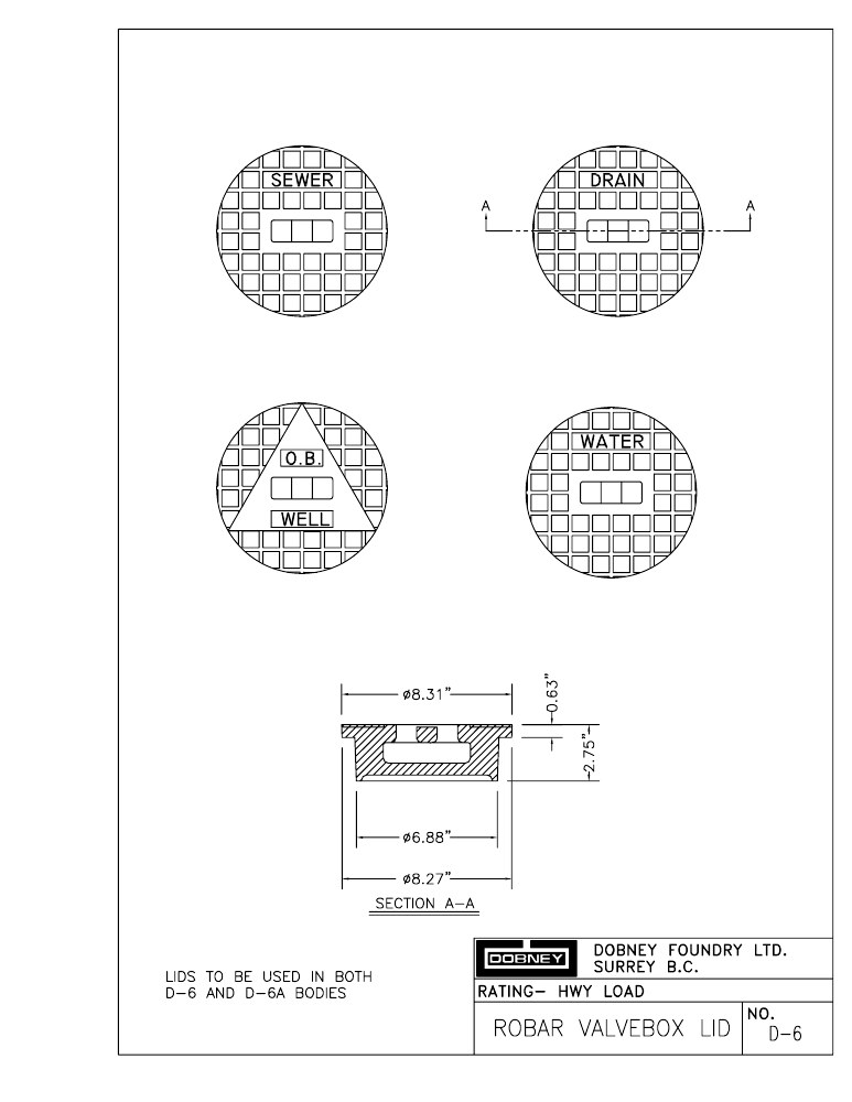 Technical drawing: Lids