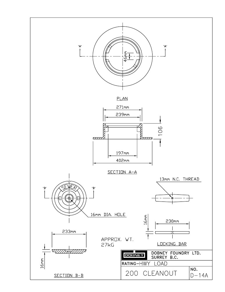 Technical drawing: 200mm Clean Out Set