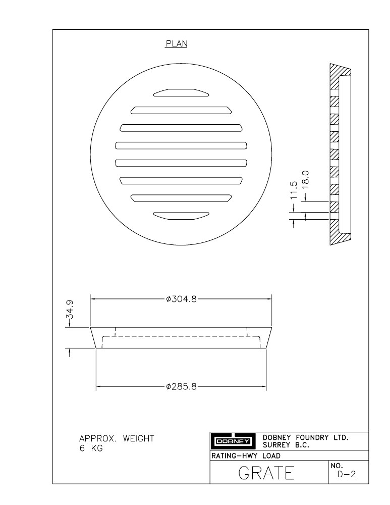 Technical drawing: Grate