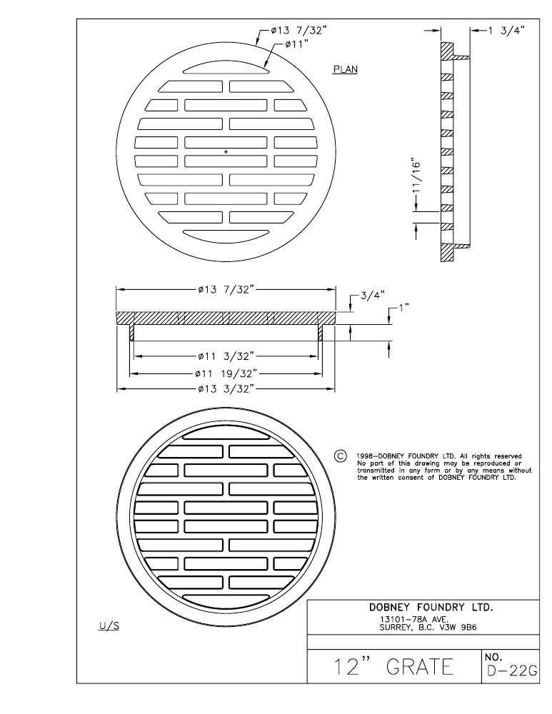 Technical drawing: Grate