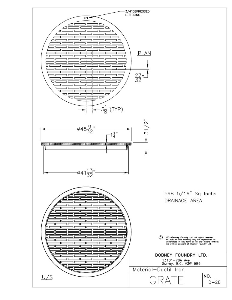 Technical drawing: Grate