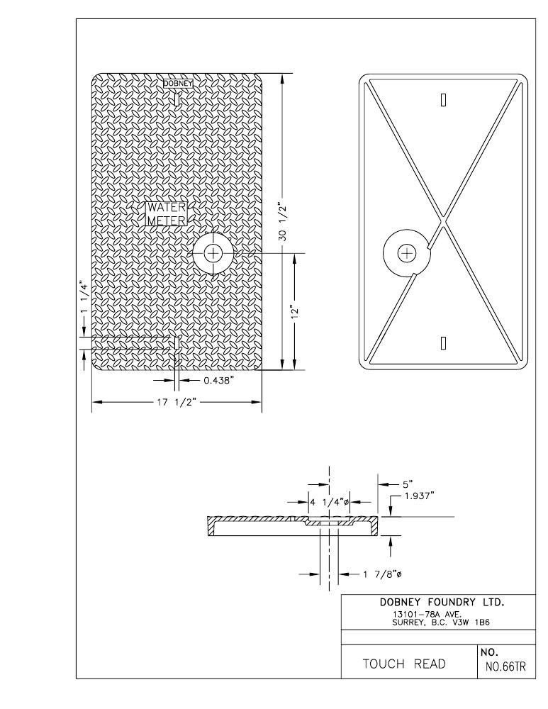 Technical drawing: Touch Read Lid