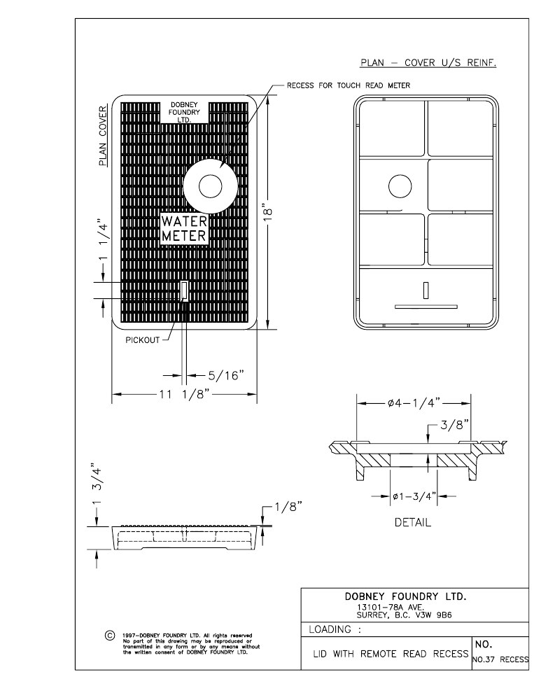 Technical drawing: Recess Touch Read Lid