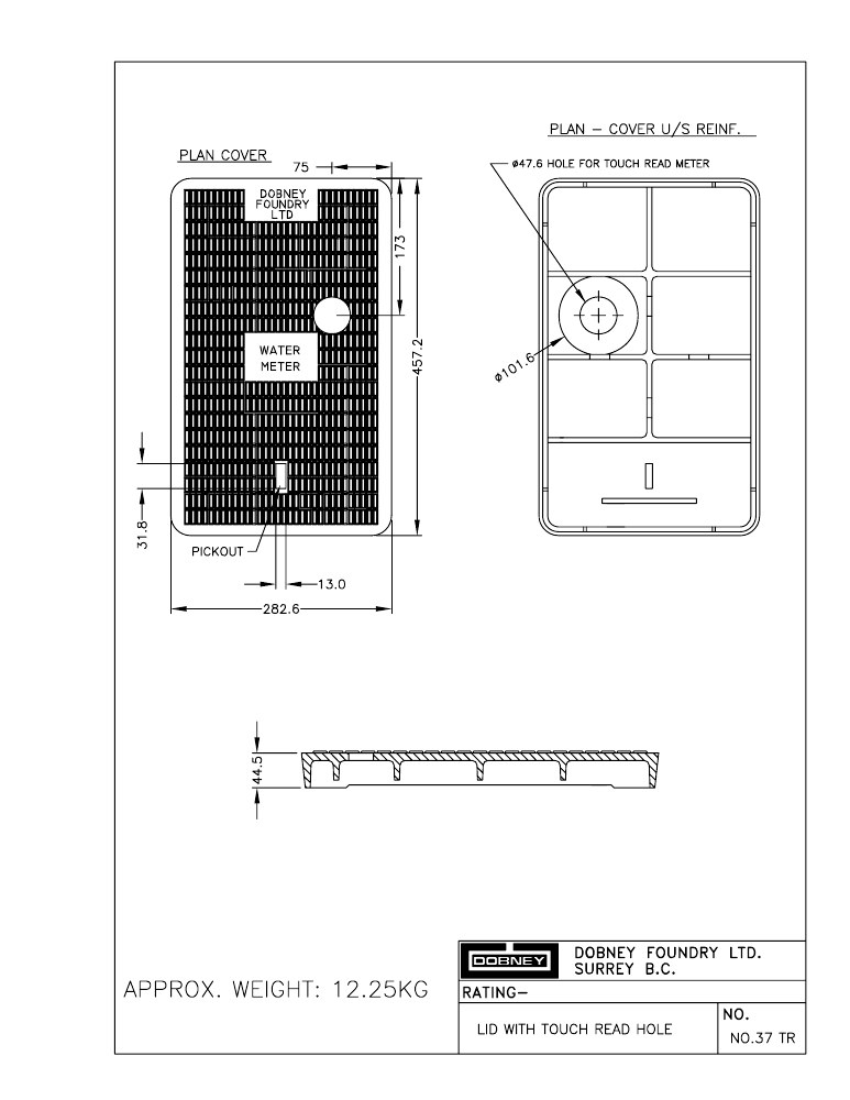 Technical drawing: Touch Read Lid