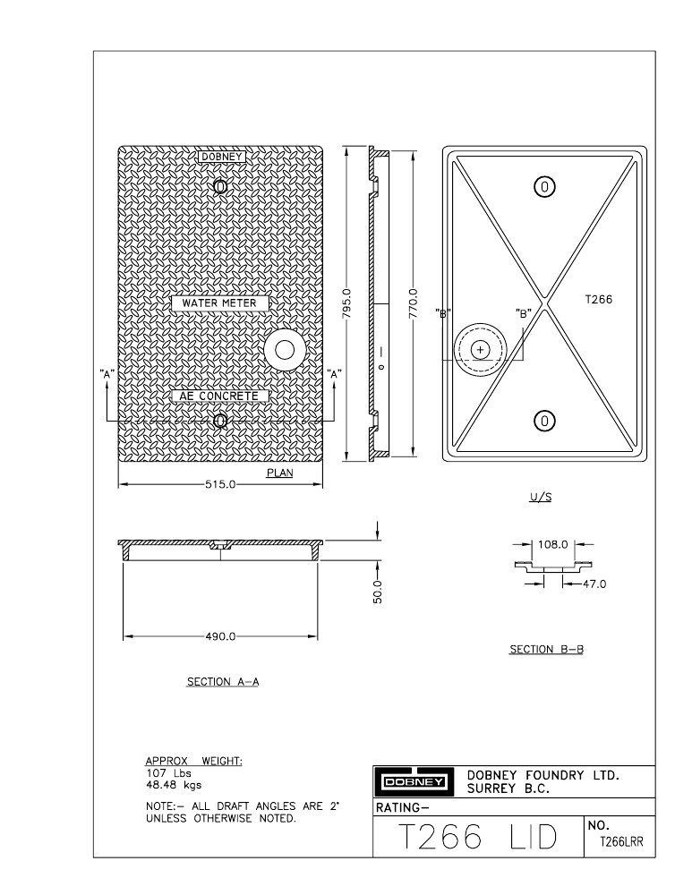Technical drawing: Recess Touch Read Lid