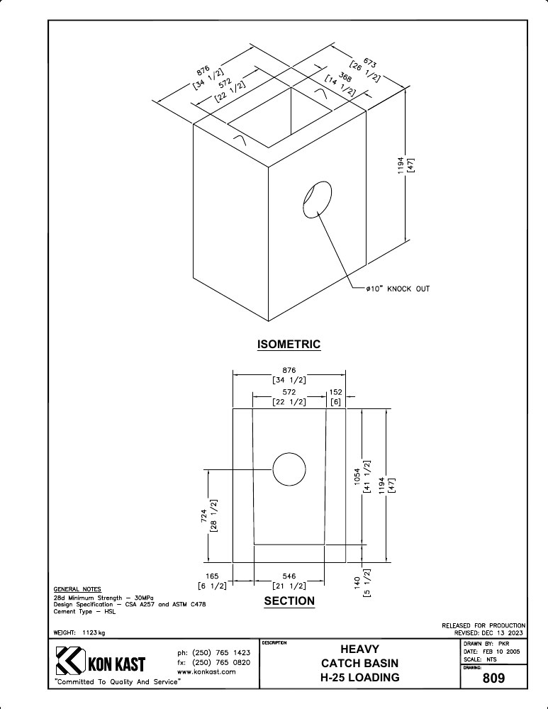 Technical drawing: Heavy Catch Basin H25 Loading
