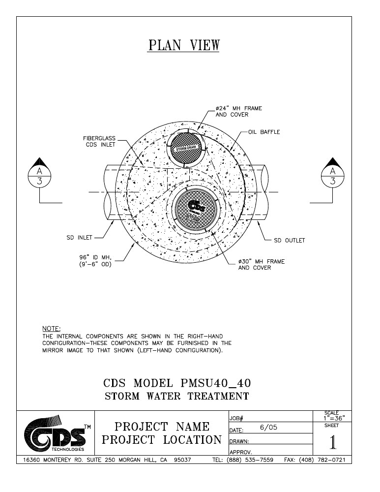 Technical drawing: Oil Grit Separator Inline - 170 L/s Treatment Capacity