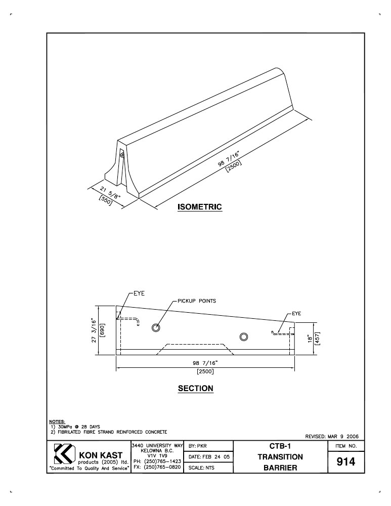 Technical drawing: CTB-1 Transition 690 to 457