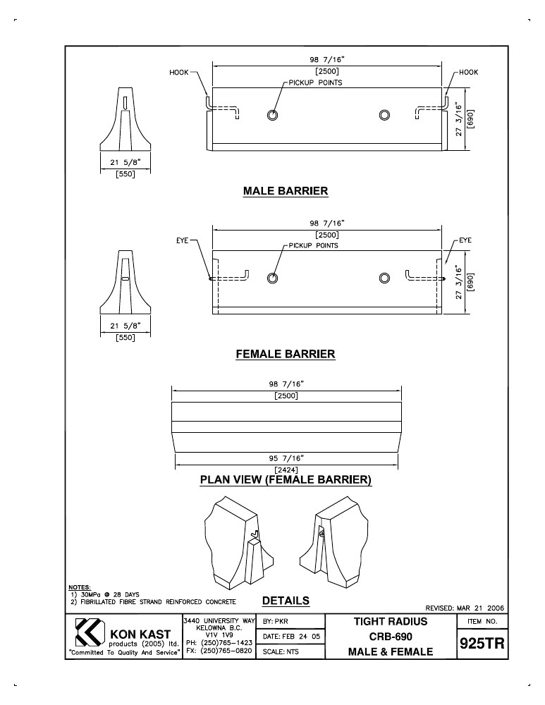 Technical drawing: CRB 690 Tight Radius