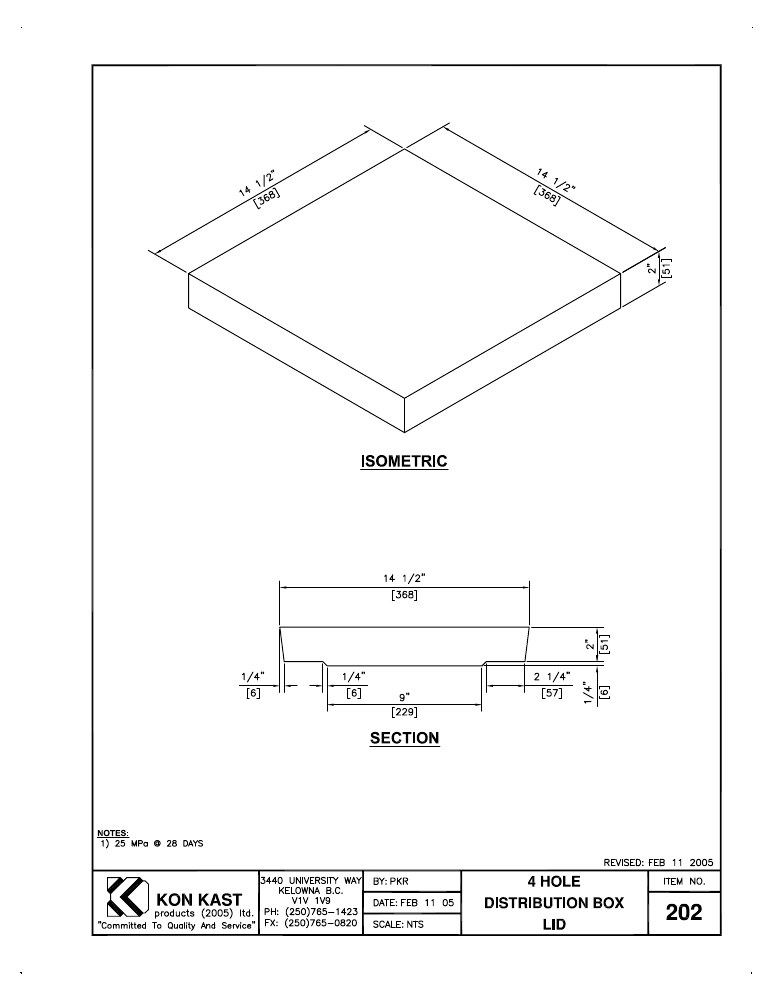 Technical drawing: Lid for 4 Hole Box