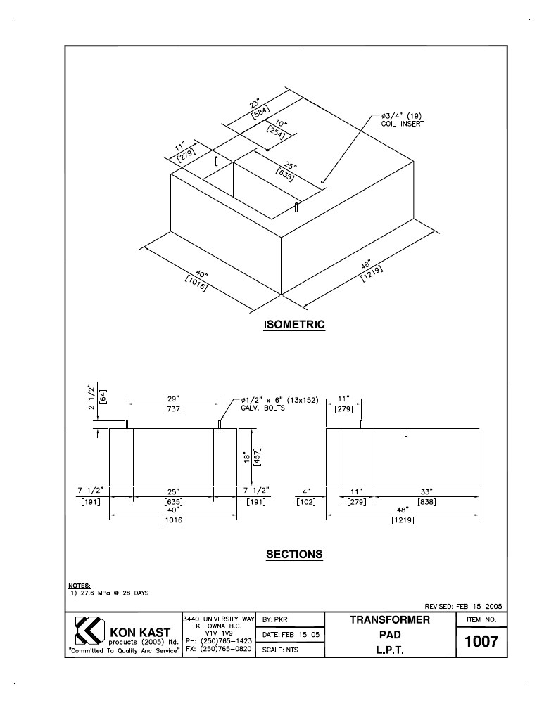 Technical drawing: 457 (18") Transformer Pad
