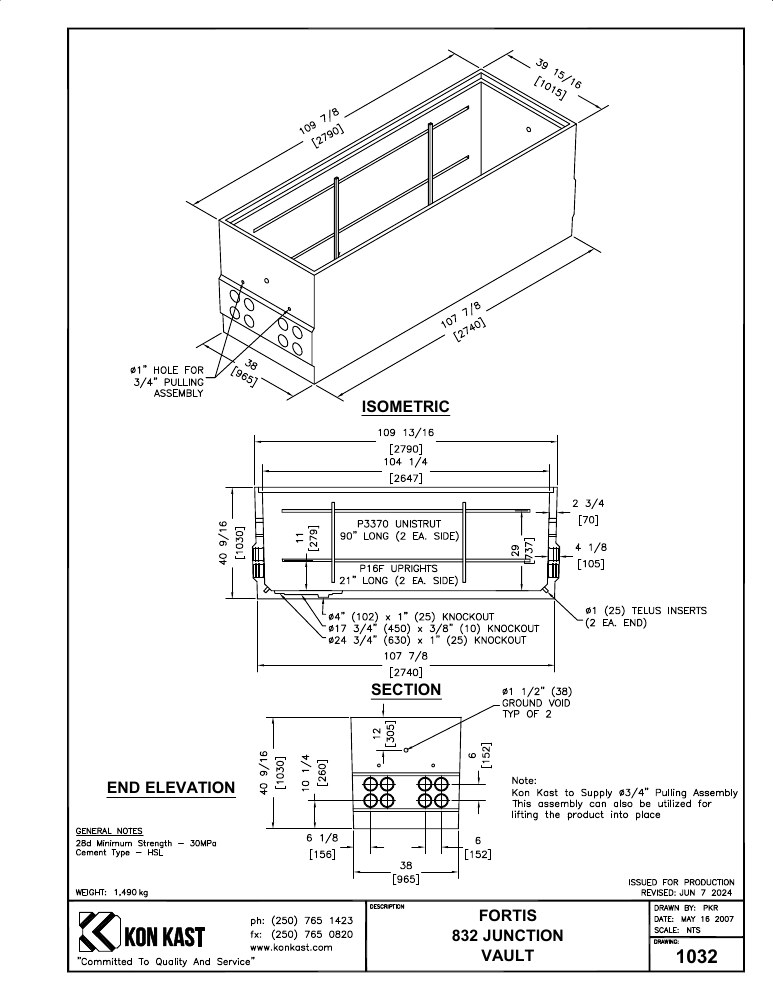 Technical drawing: Fortis 832 3Ph Junction Vault
