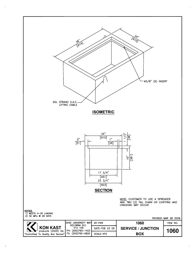 Technical drawing: Service Box