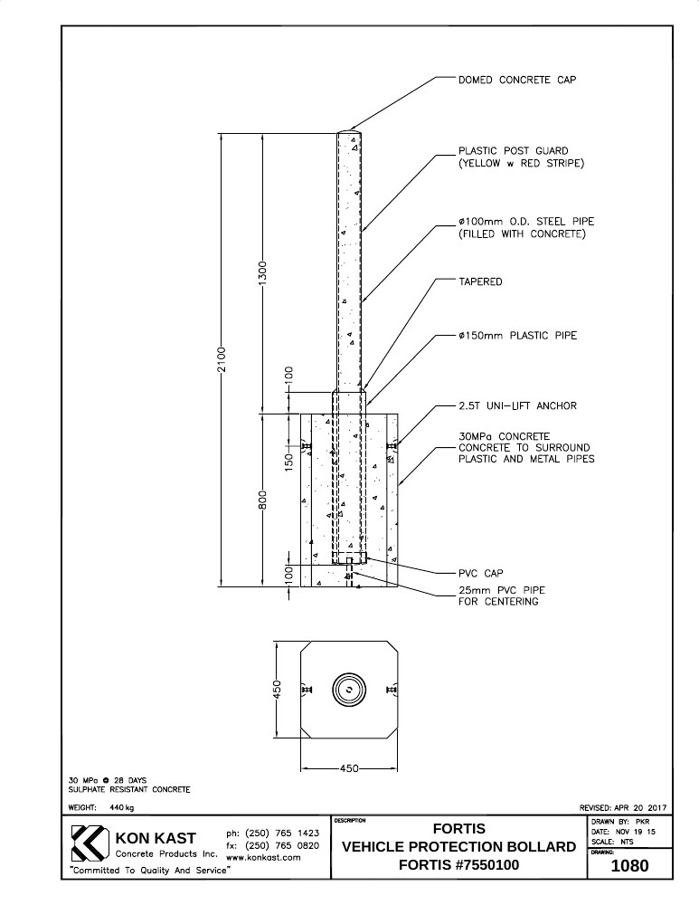 Technical drawing: Protection Bollard
