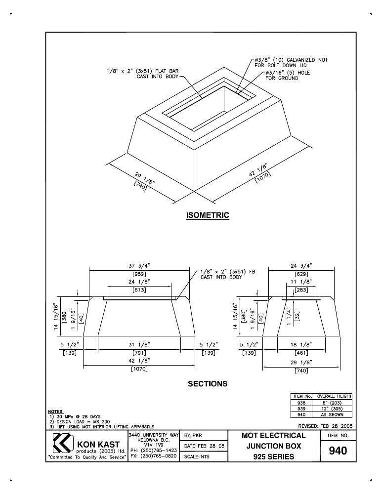 Technical drawing: Mot 925 Electrical J-Box