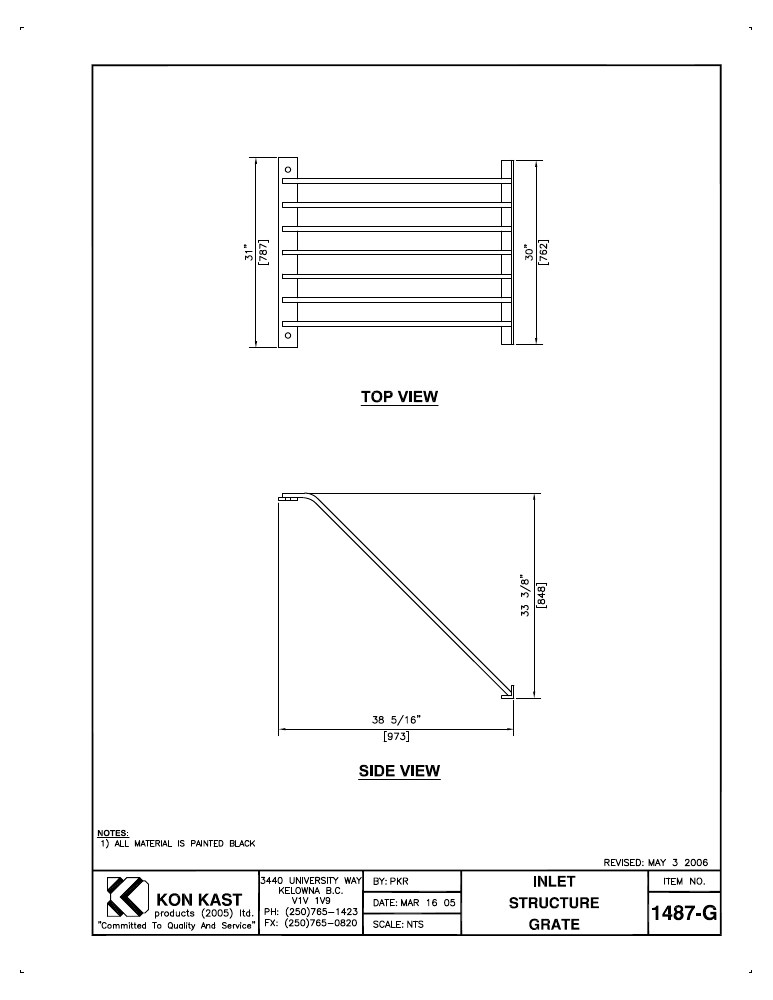 Technical drawing: Inlet Structure Grate