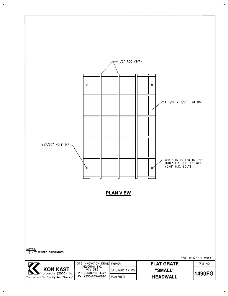 Technical drawing: Flat Grate