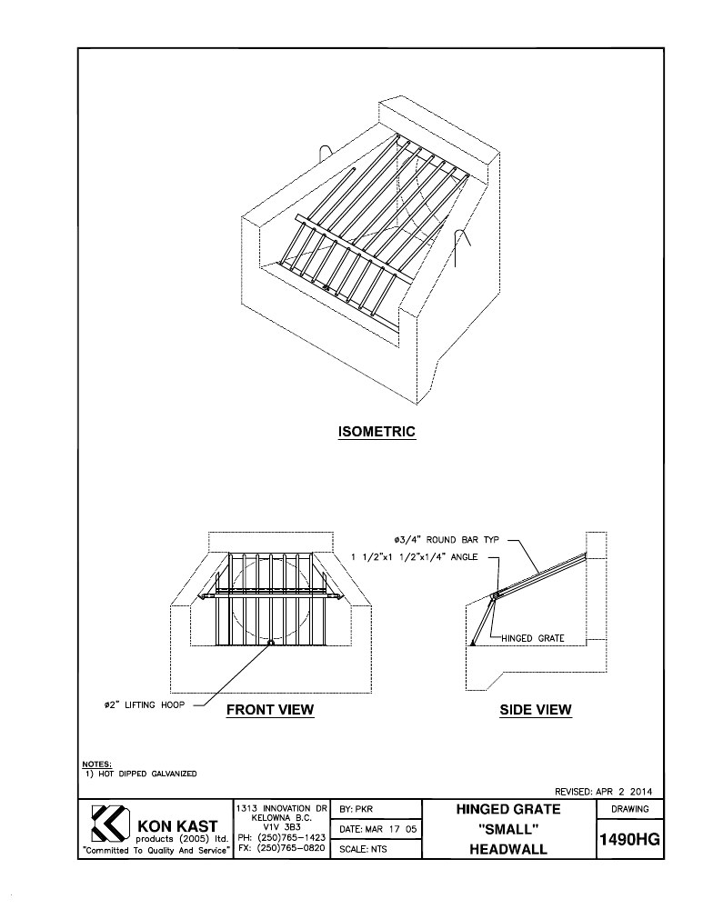 Technical drawing: Hinged Grate