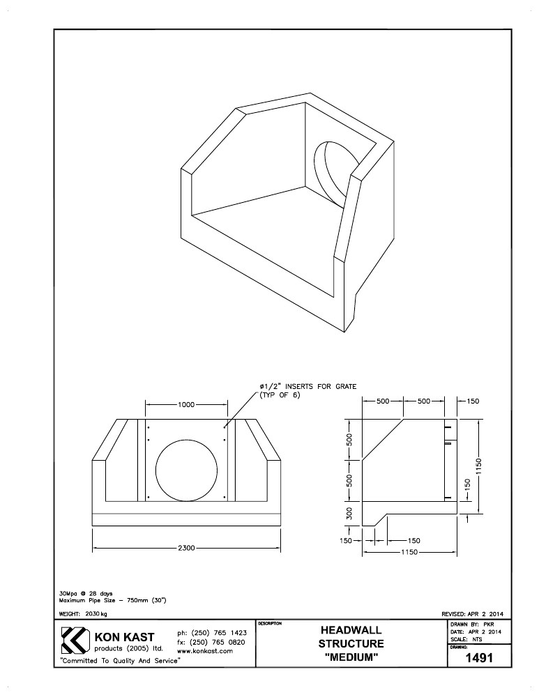Technical drawing: Headwall Structure Medium