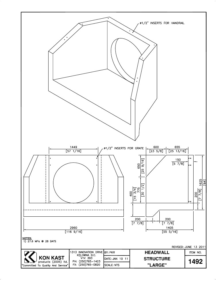 Technical drawing: Headwall Structure Large