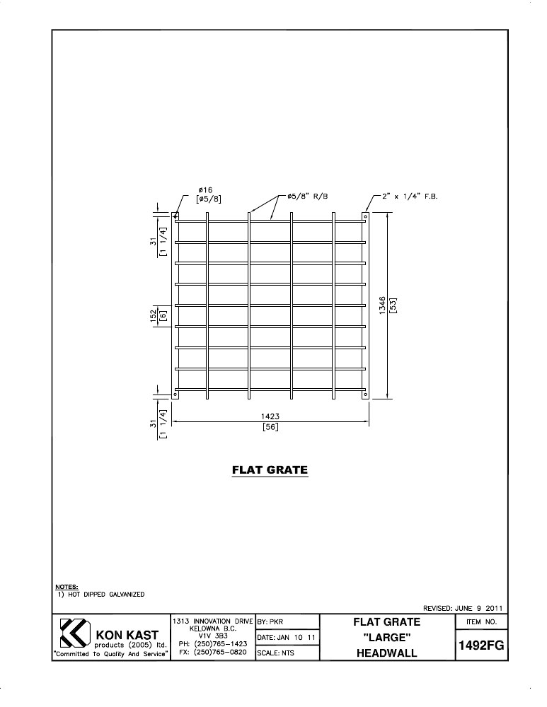 Technical drawing: Flat Grate