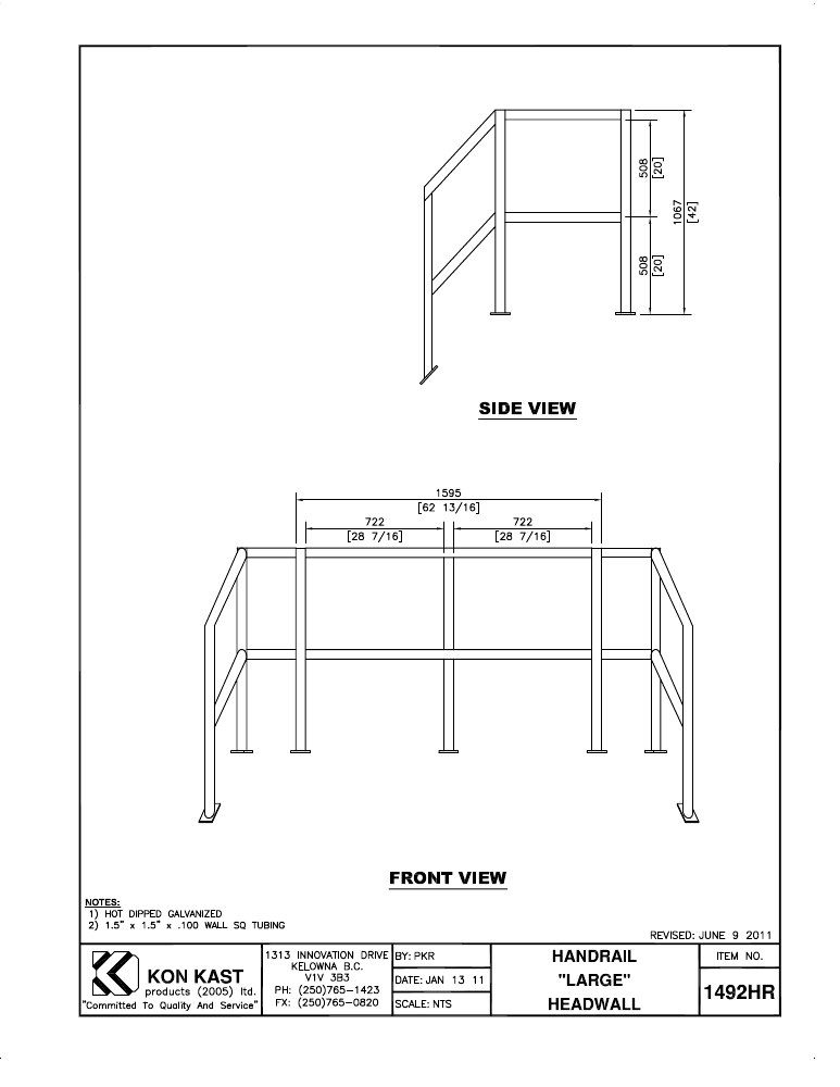 Technical drawing: Handrail