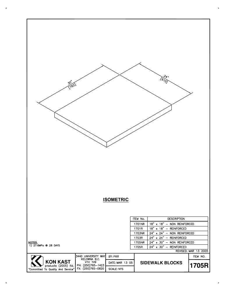 Technical drawing: Sidewalk Blocks
