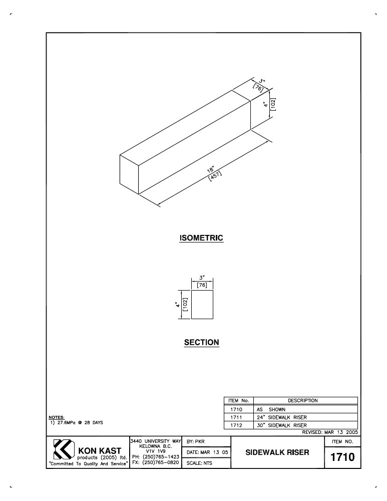 Technical drawing: Sidewalk Riser