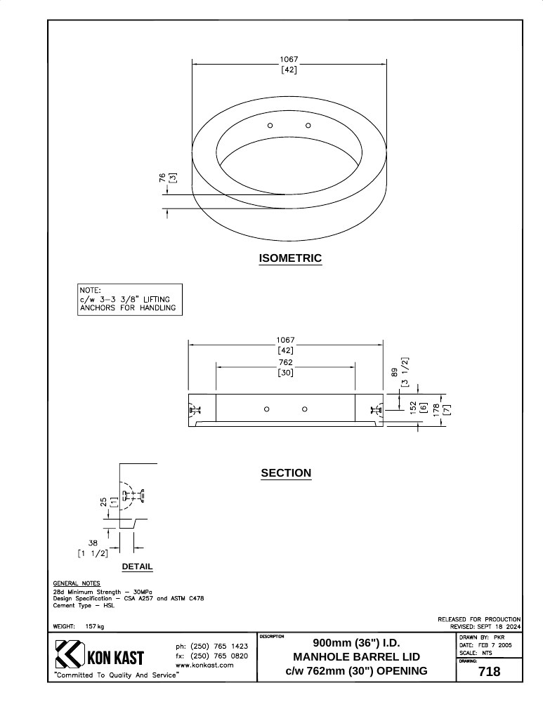 Technical drawing: Lid for 900 (36") MHB c/w 762 (30") Opening
