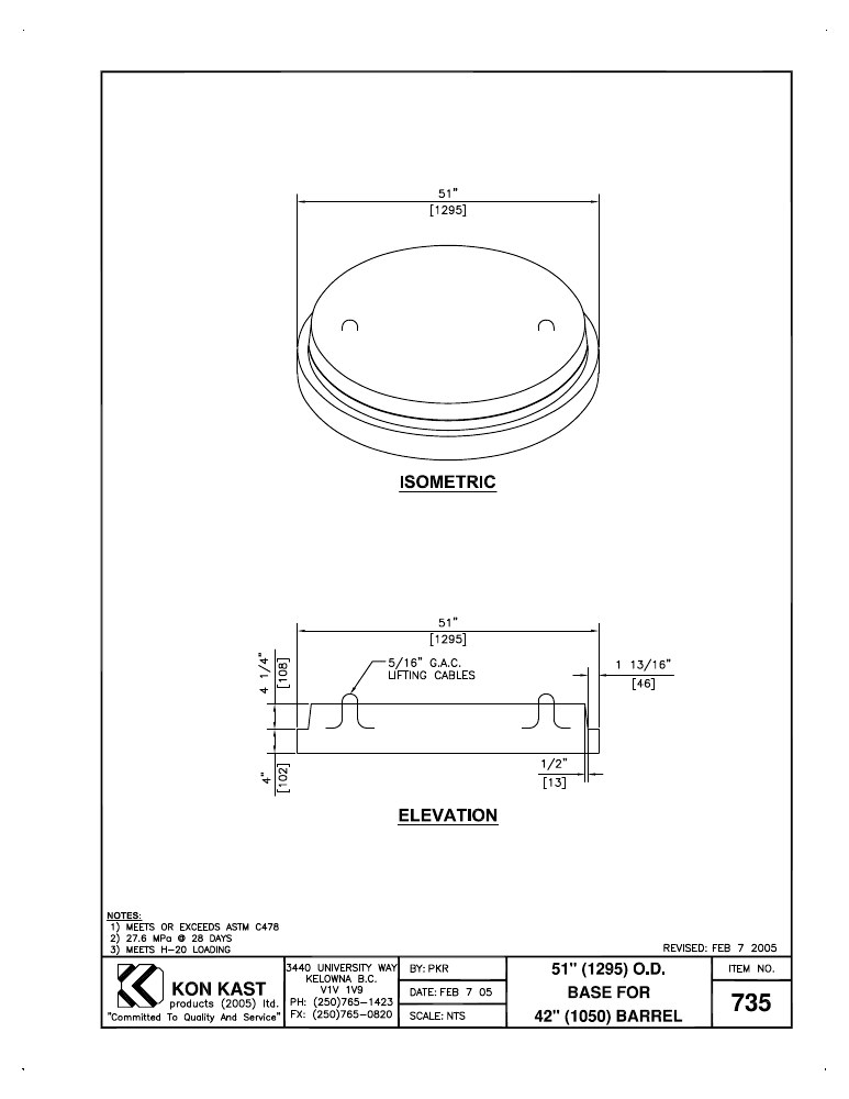 Technical drawing: Base for 1050 (42") MHB