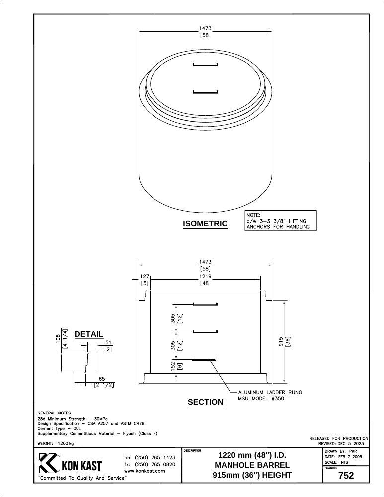 Technical drawing: 1200 (48") MHB x 914 (36")