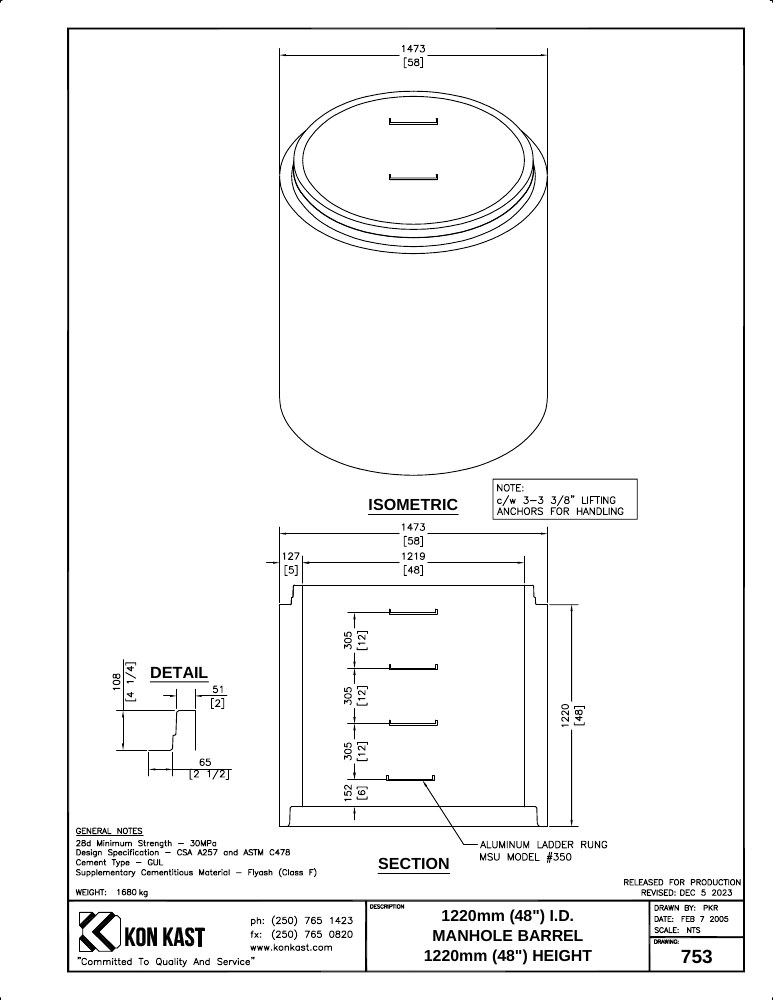 Technical drawing: 1200 (48") MHB x 1219 (48")