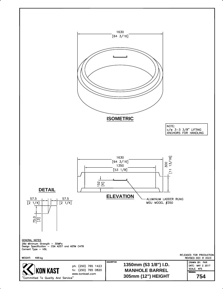 Technical drawing: 1350 MHB x 300