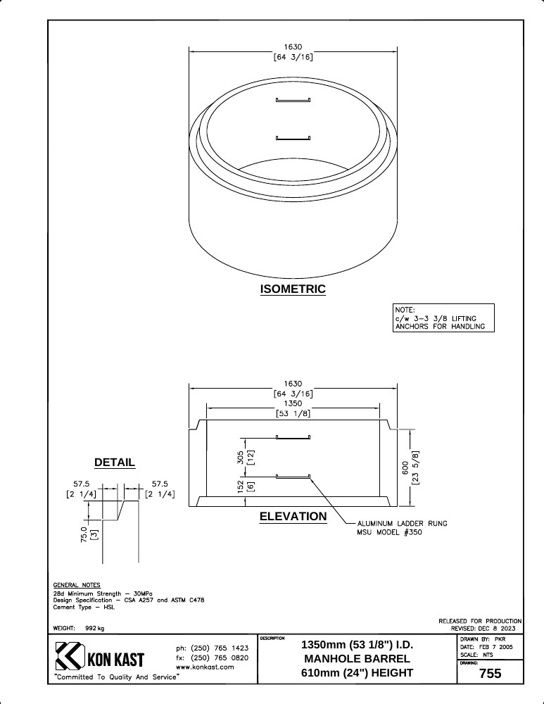 Technical drawing: 1350 MHB x 600