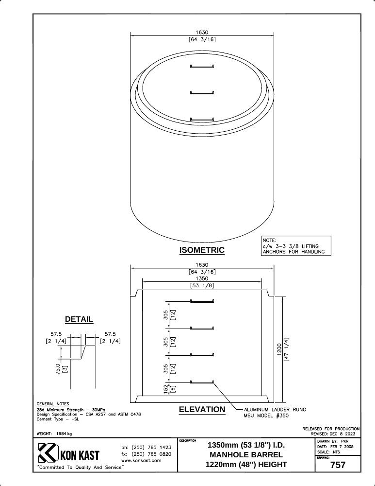 Technical drawing: 1350 MHB x 1200