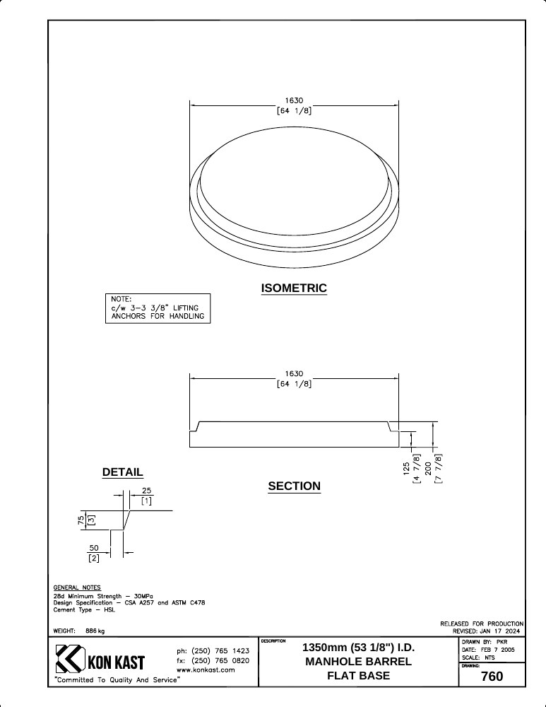 Technical drawing: Base for 1350 MHB