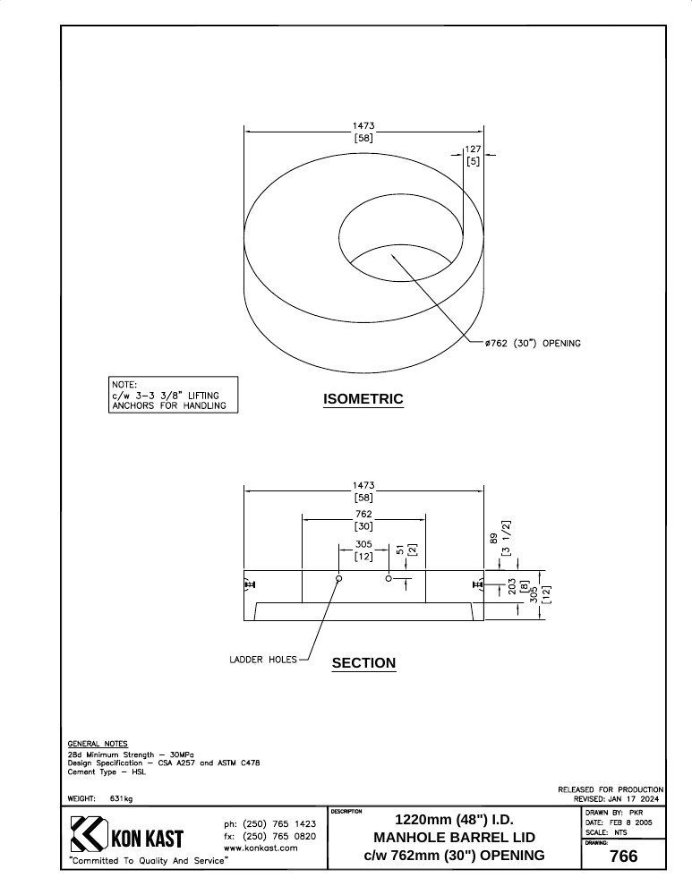Technical drawing: Lid for 1200 (48") MHB c/w 762 (30") Opening