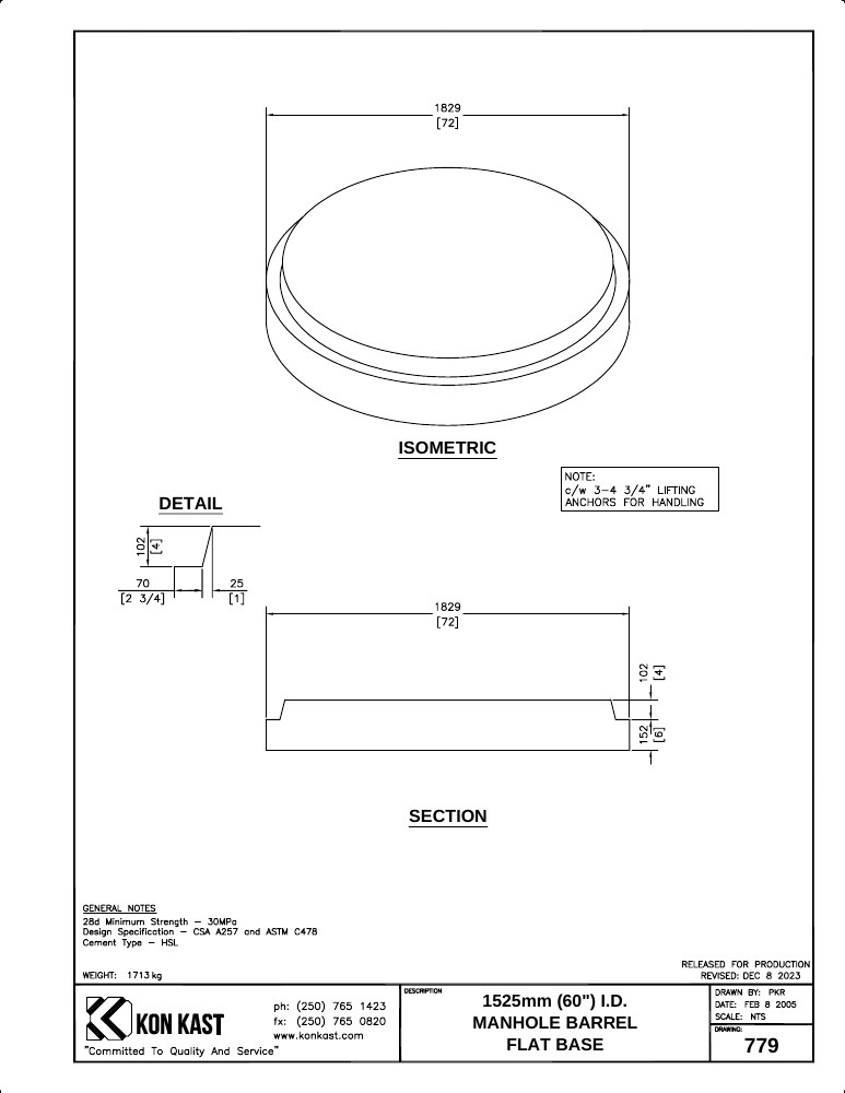 Technical drawing: Base for 1500 (60") MHB