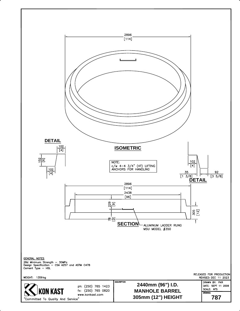 Technical drawing: 2400 (96") MBH x 305 (12")