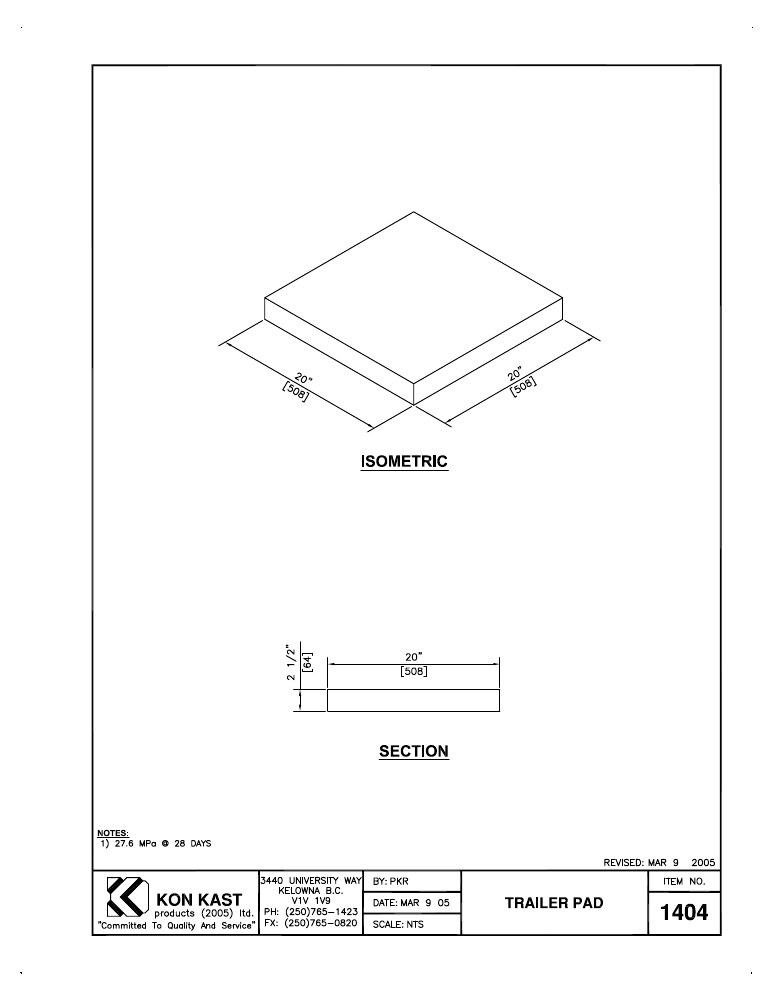Technical drawing: Trailer Pad