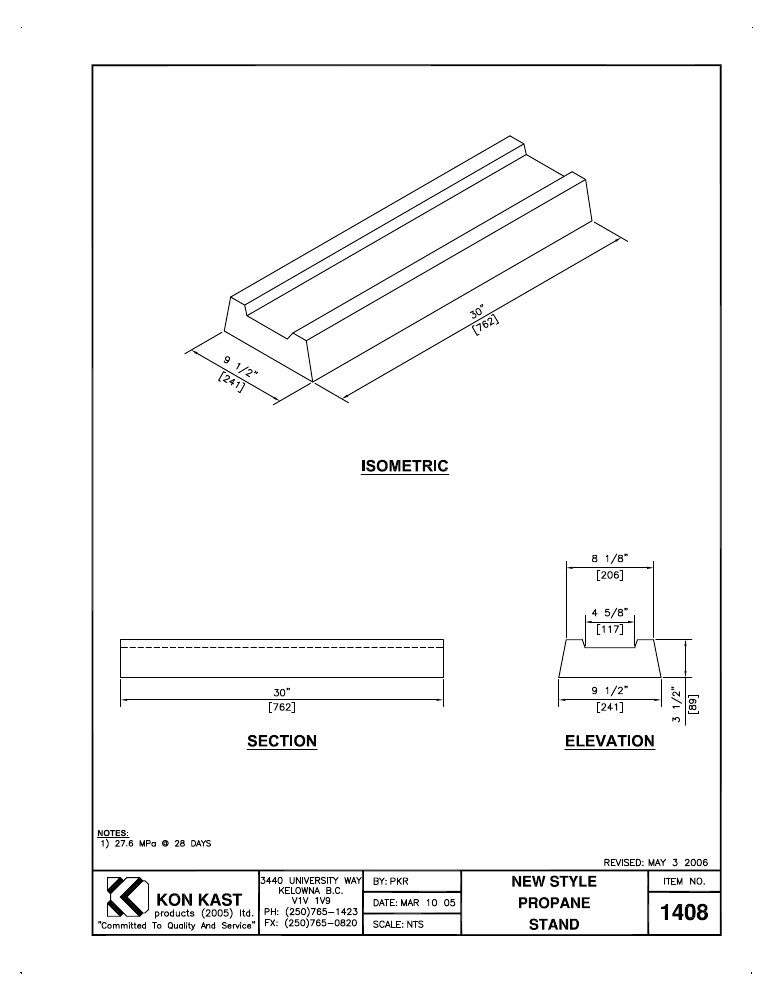 Technical drawing: New Style Propane Stand