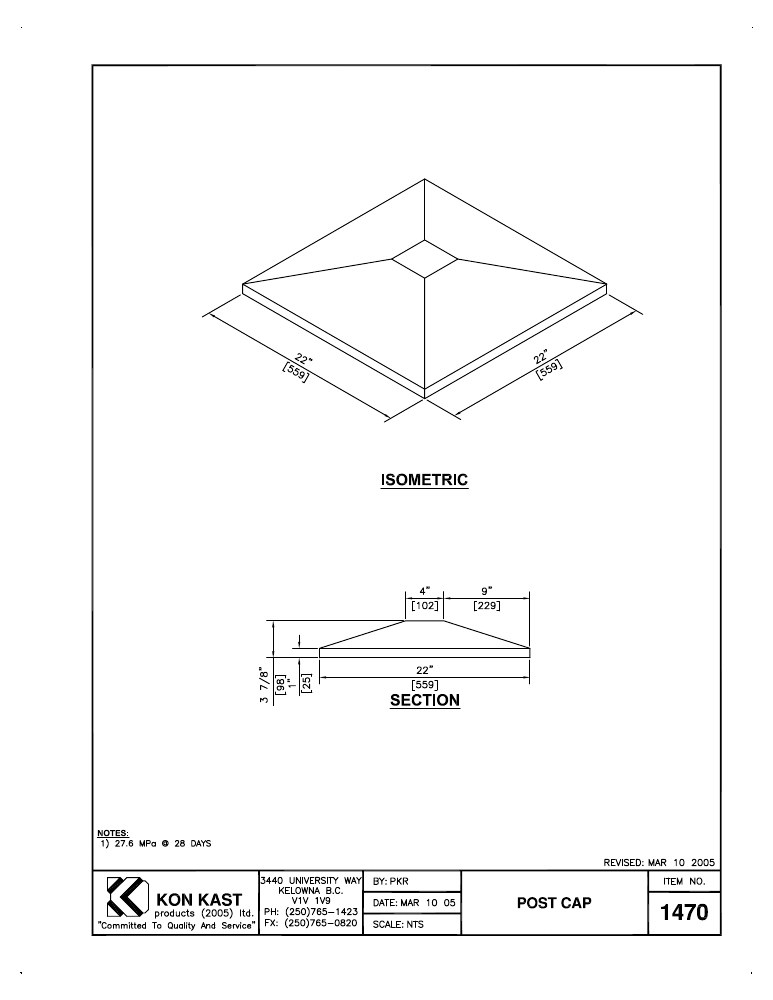 Technical drawing: Post Cap