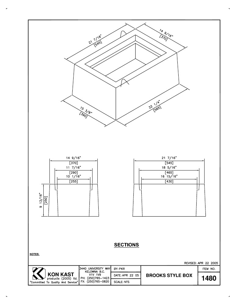 Technical drawing: Brooks Style Box