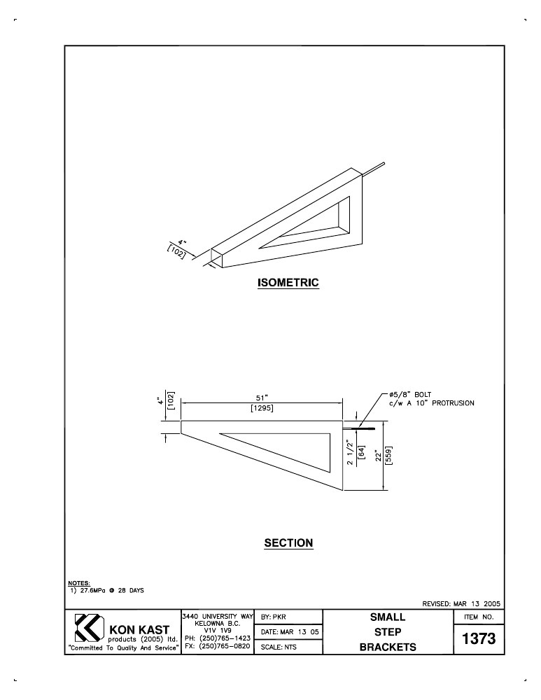 Technical drawing: Small Step Brackets