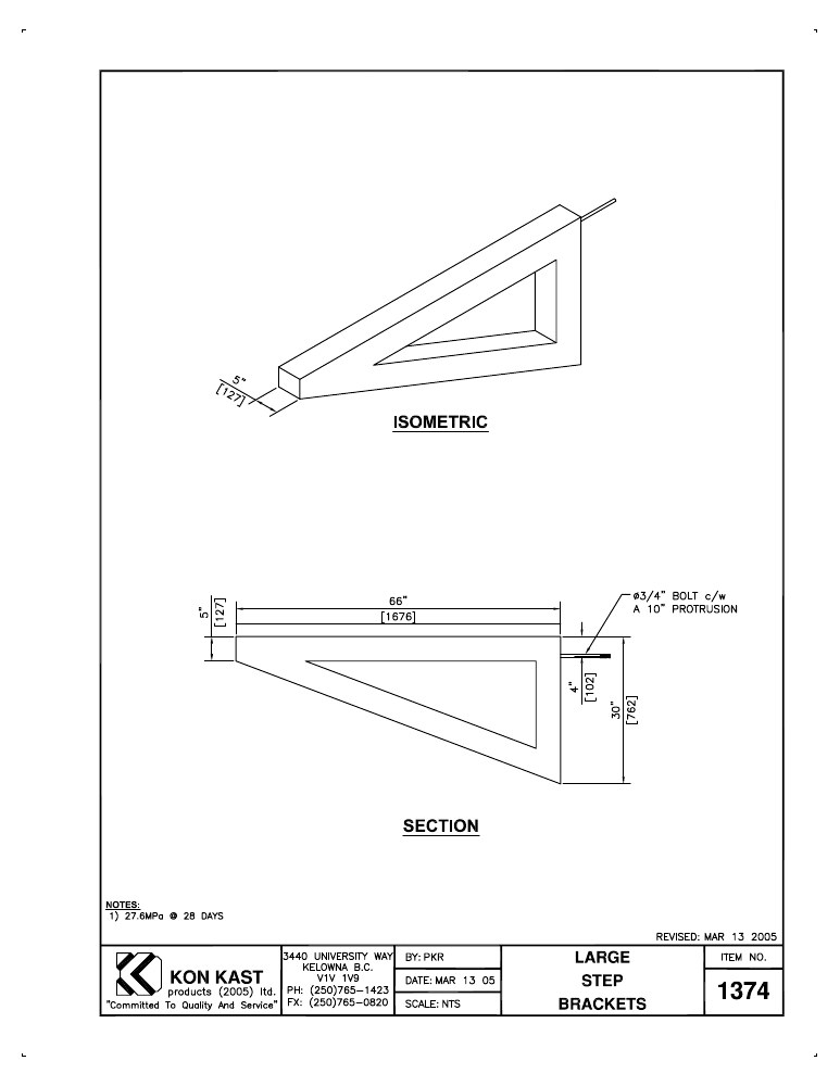 Technical drawing: Large Step Brackets