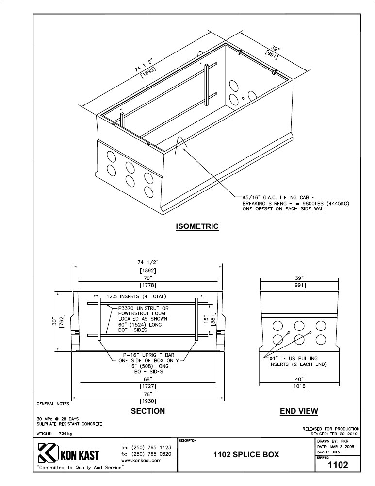 Technical drawing: Splice Box